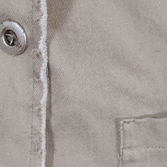 Margaret O’Leary Khaki Lapel Blazer Jacket Size Small Pleated Cotton Canvas Y2K - Picture 11 of 16